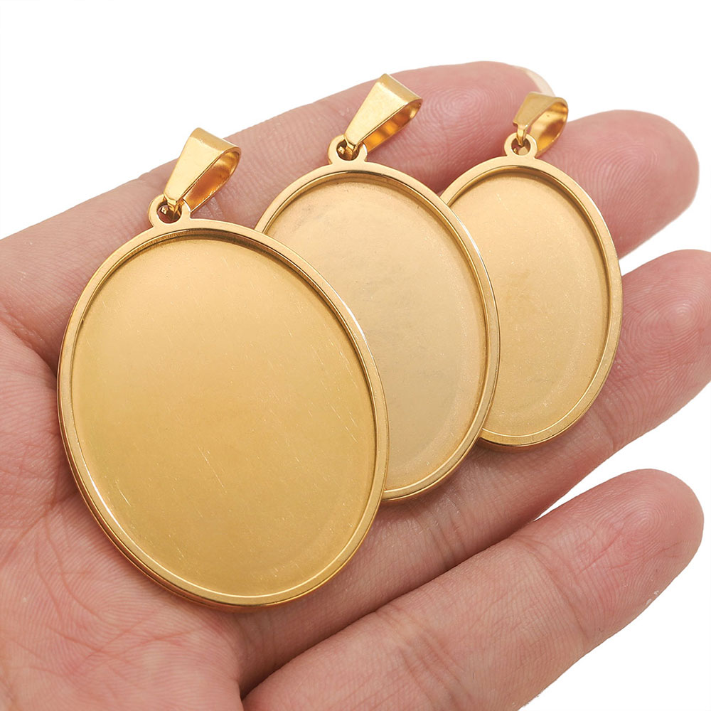 5個入り ステンレス製チャーム 金メッキ オーバルペンダント - Jewelry Making Tray のレビューと価格