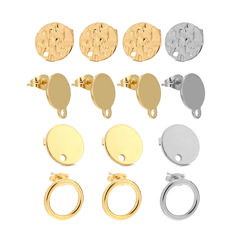 ステンレス鋼のイヤリング,金と銀のイヤリング,丸いディスク, - Jewelry Making Hammer のレビューと価格
