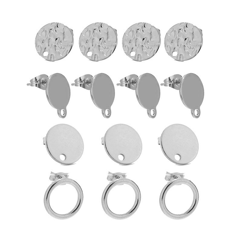 ステンレス鋼のイヤリング,金と銀のイヤリング,丸いディスク, - Jewelry Making Hammer のレビューと価格