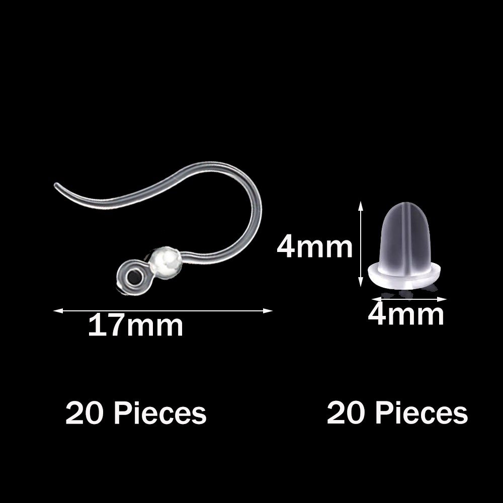 40個の透明なプラスチック製イヤリングフック、ループ付きイヤ - Jewelry Making Yarn のレビューと価格