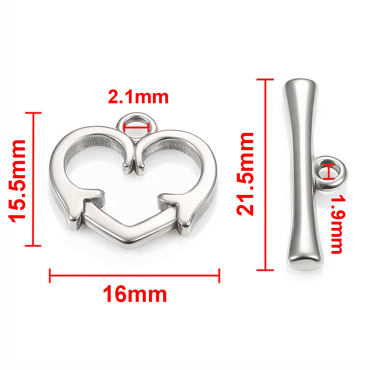 2 セットステンレス鋼 OT クラスプハートトグルクラスプバ - Jewelry Making Set のレビューと価格