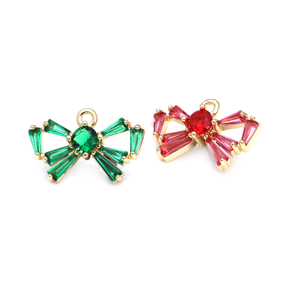 18K ゴールドカラー真鍮ジルコンボウノットチャームペンダン - Jewelry Making Knots のレビューと価格