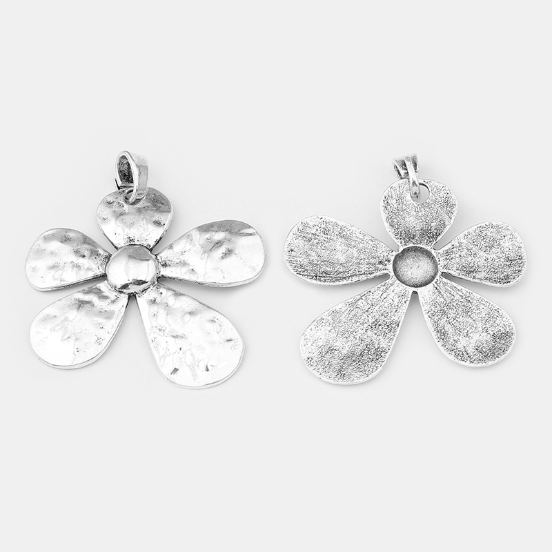 チベットシルバー/緑青緑青ハンマーフラワーペンダント、ネック - Jewelry Making Hammer のレビューと価格