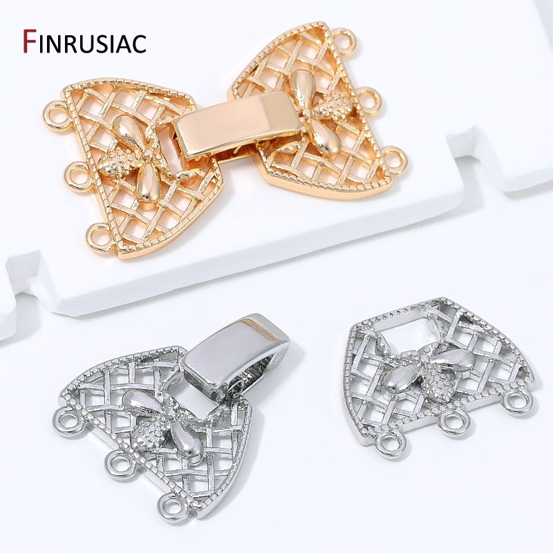 14K金メッキ真鍮製3列パールクラスプコネクター、ジュエリー - Jewelry Making Items のレビューと価格