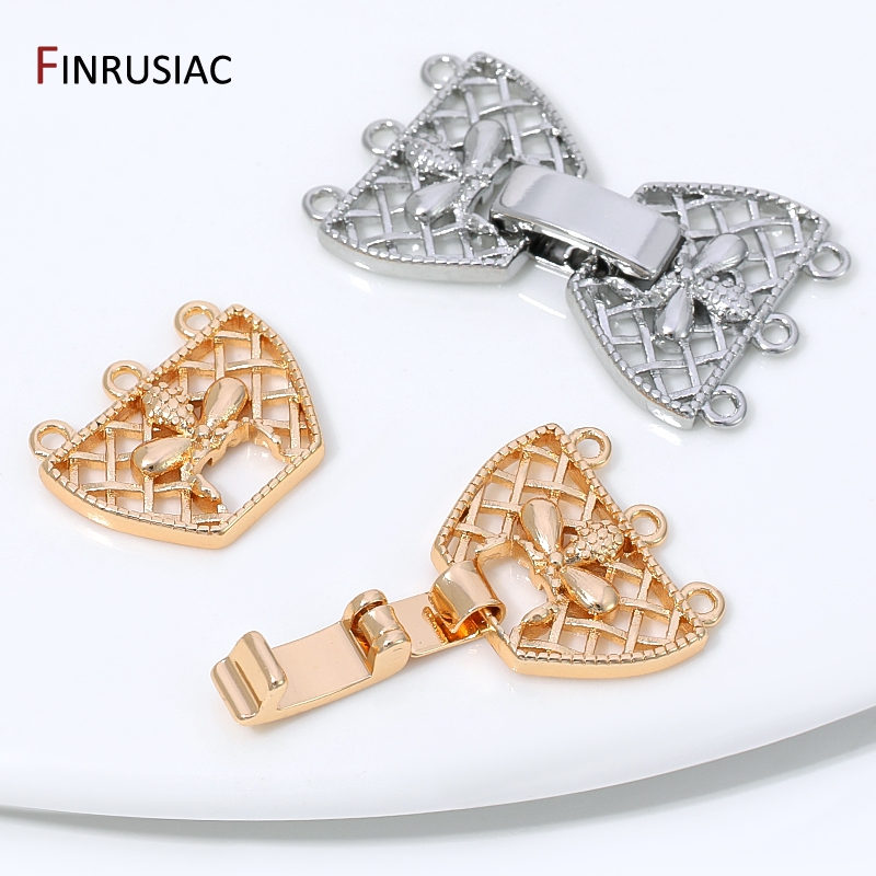 14K金メッキ真鍮製3列パールクラスプコネクター、ジュエリー - Jewelry Making Items のレビューと価格