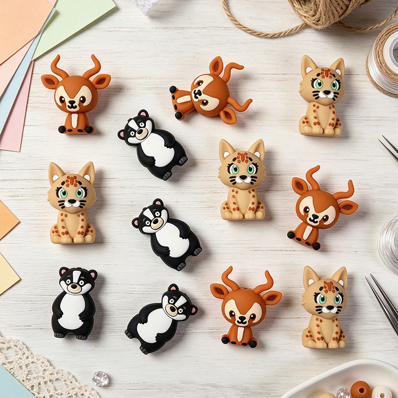 20 個新しい 3D シリコーンビーズ食品グレード漫画フォー - Jewelry Making 3 Year Old のレビューと価格
