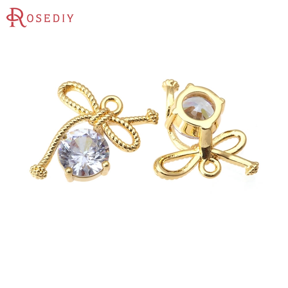 18K ゴールドカラー真鍮とジルコンの蝶結びチャームペンダン - Jewelry Making Knots のレビューと価格