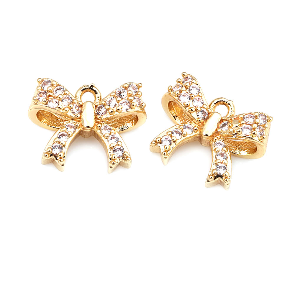 18K ゴールドカラー真鍮とジルコンの蝶結びチャームペンダン - Jewelry Making Knots のレビューと価格