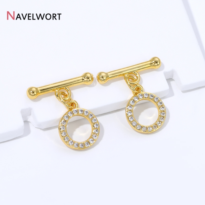 18K金メッキ真鍮製ジルコン象嵌OTクラスプコネクター、トグ - Jewelry Making Items のレビューと価格