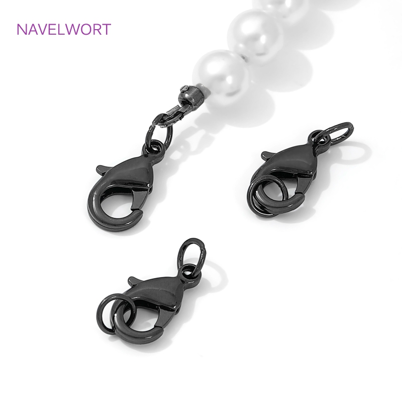 ブラックカラー真鍮ロブスタークラスプ&エクステンダーチェーン - Jewelry Making Items のレビューと価格